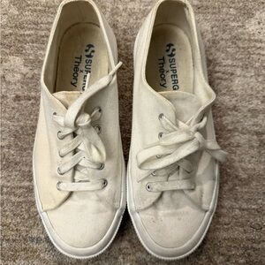 Superga x Theory White Canvas Sneakers